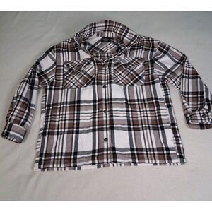 HFX, Women's‎ Plaid Shirt Jacket Shacket  Oversized  Drop Shoulder Pockets, XS